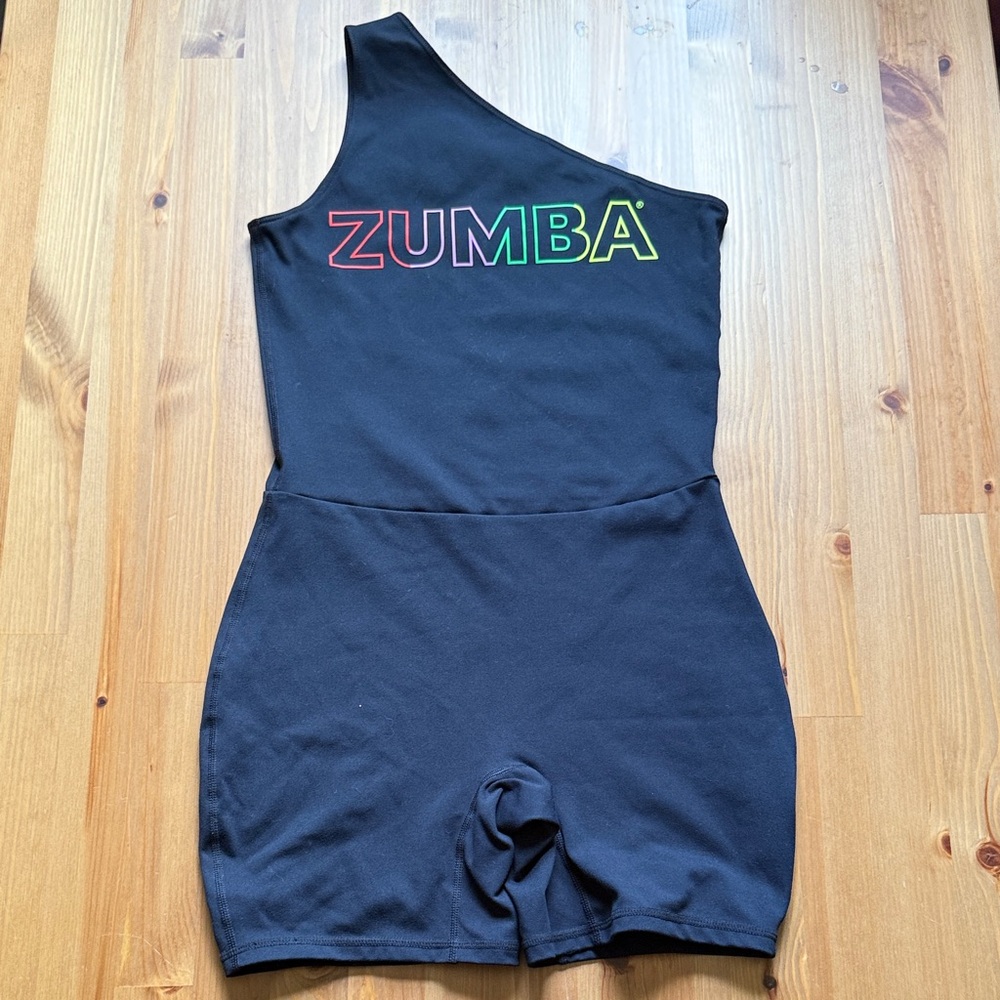 Zumba Fitness Black One Shoulder Bodysuit